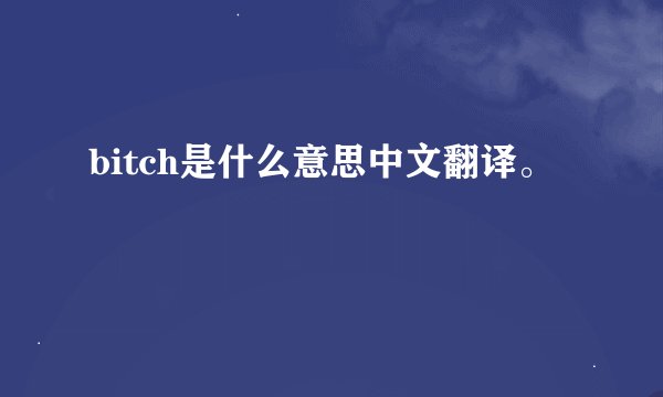 bitch是什么意思中文翻译。