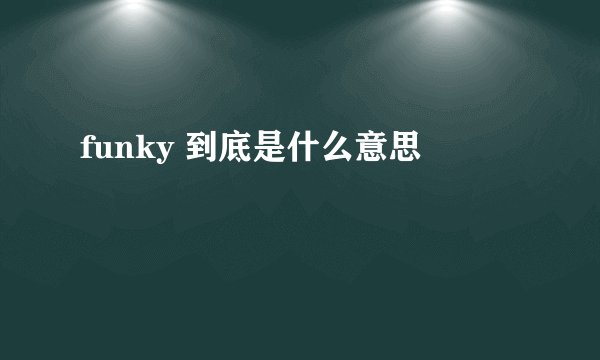 funky 到底是什么意思