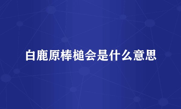 白鹿原棒槌会是什么意思