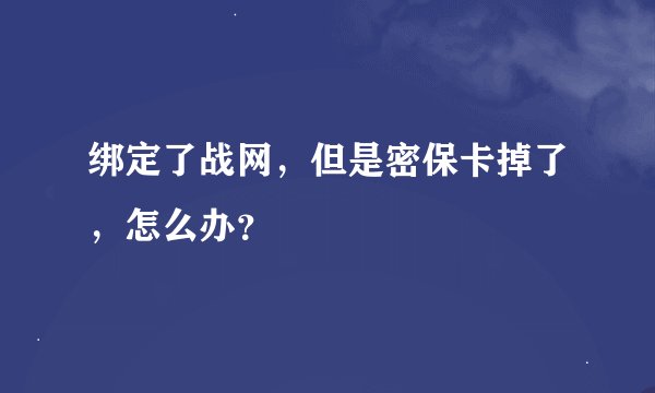 绑定了战网，但是密保卡掉了，怎么办？