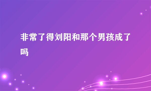 非常了得刘阳和那个男孩成了吗