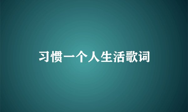 习惯一个人生活歌词