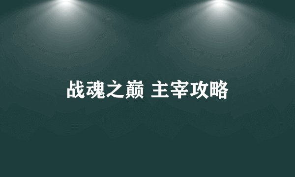 战魂之巅 主宰攻略