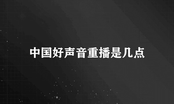 中国好声音重播是几点