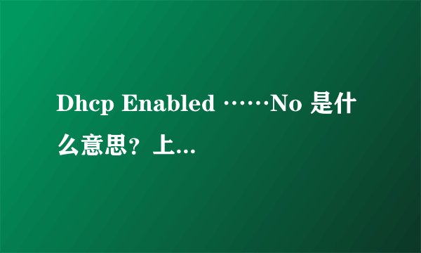 Dhcp Enabled ……No 是什么意思？上不了网该怎么处理？