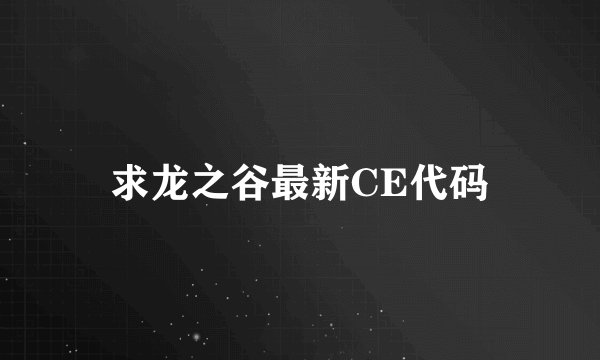 求龙之谷最新CE代码