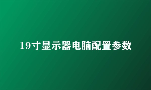 19寸显示器电脑配置参数