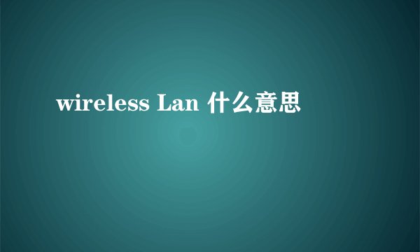 wireless Lan 什么意思