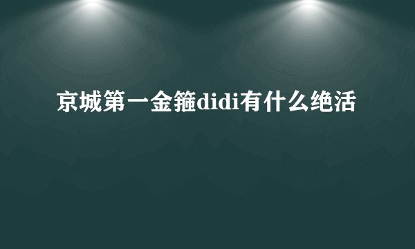 京城第一金箍didi有什么绝活