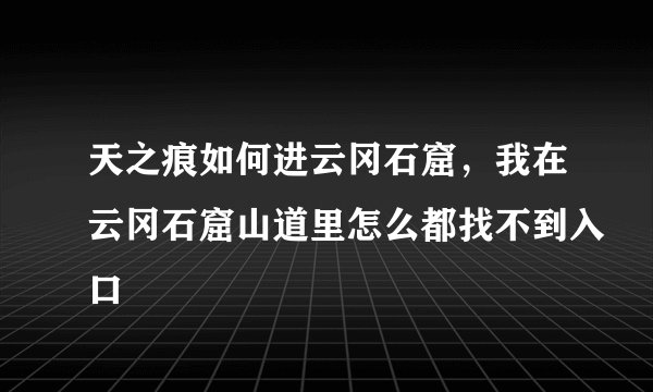 天之痕如何进云冈石窟，我在云冈石窟山道里怎么都找不到入口