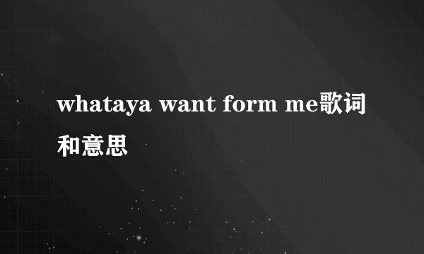 whataya want form me歌词和意思