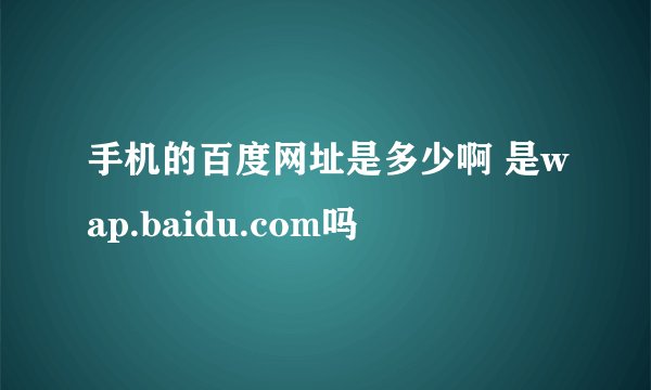 手机的百度网址是多少啊 是wap.baidu.com吗
