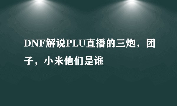DNF解说PLU直播的三炮，团子，小米他们是谁