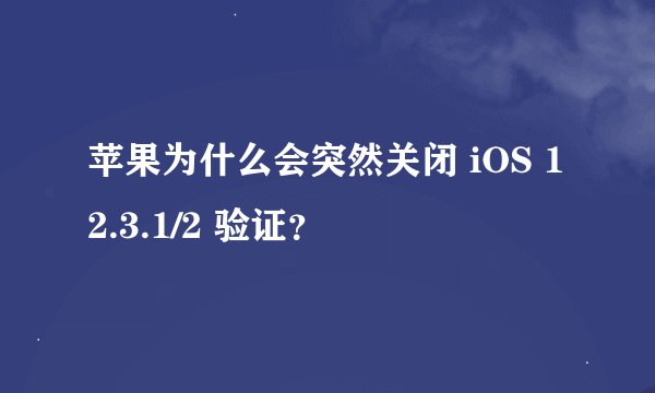 苹果为什么会突然关闭 iOS 12.3.1/2 验证？
