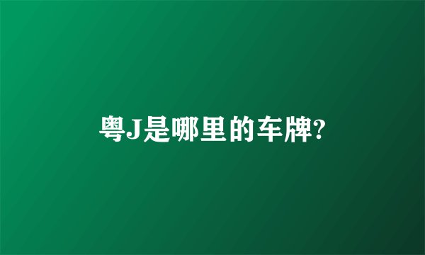 粤J是哪里的车牌?