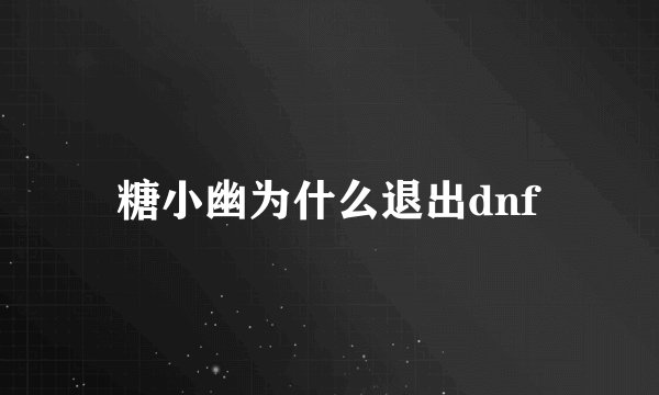 糖小幽为什么退出dnf