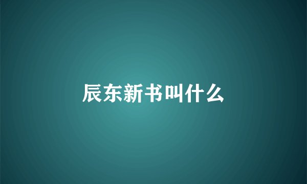 辰东新书叫什么