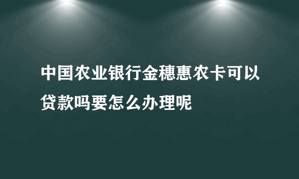 中国农业银行金穗惠农卡可以贷款吗要怎么办理呢