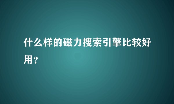 什么样的磁力搜索引擎比较好用？