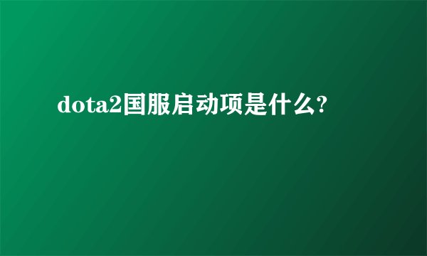 dota2国服启动项是什么?