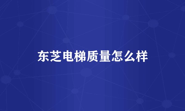 东芝电梯质量怎么样
