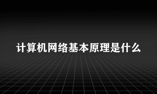计算机网络基本原理是什么