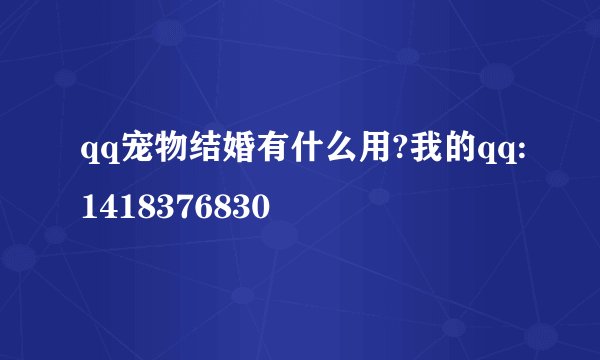 qq宠物结婚有什么用?我的qq:1418376830