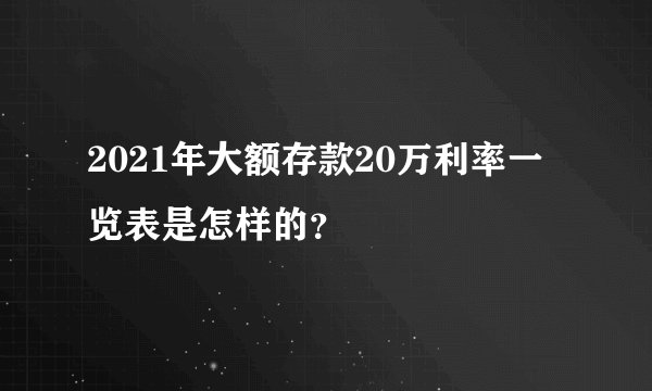 2021年大额存款20万利率一览表是怎样的？