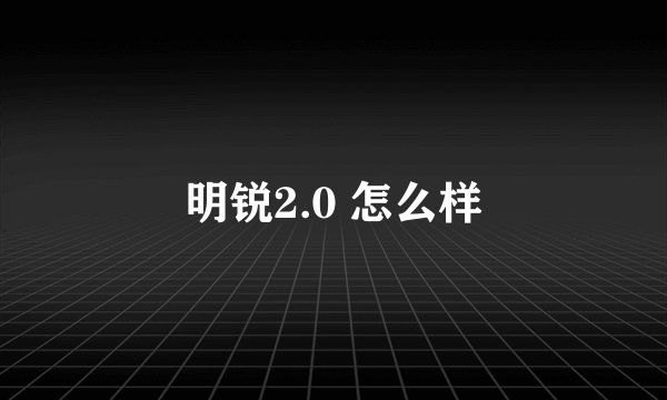 明锐2.0 怎么样