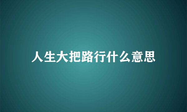 人生大把路行什么意思