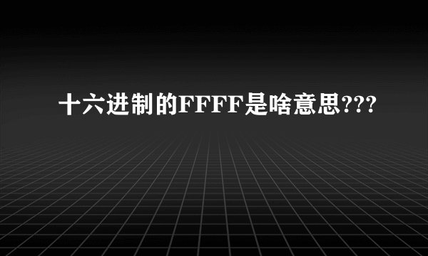 十六进制的FFFF是啥意思???