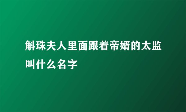斛珠夫人里面跟着帝婿的太监叫什么名字