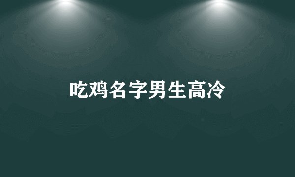 吃鸡名字男生高冷