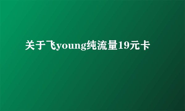 关于飞young纯流量19元卡