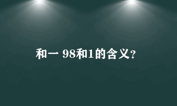 和一 98和1的含义？