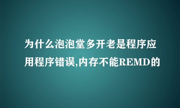 为什么泡泡堂多开老是程序应用程序错误,内存不能REMD的