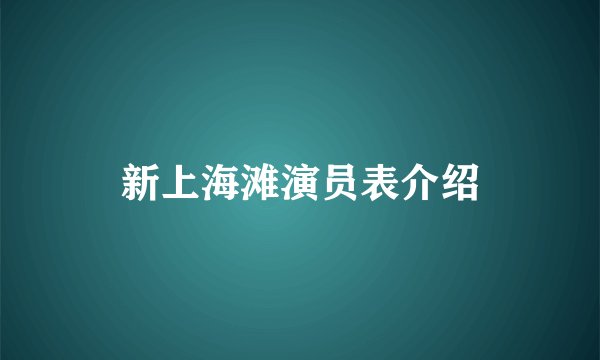 新上海滩演员表介绍