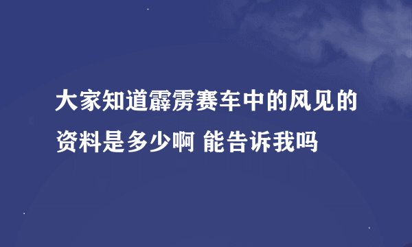 大家知道霹雳赛车中的风见的资料是多少啊 能告诉我吗
