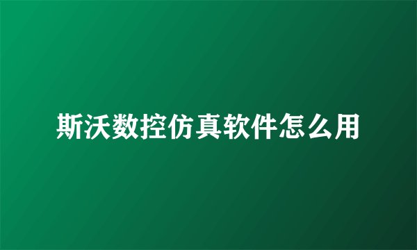 斯沃数控仿真软件怎么用