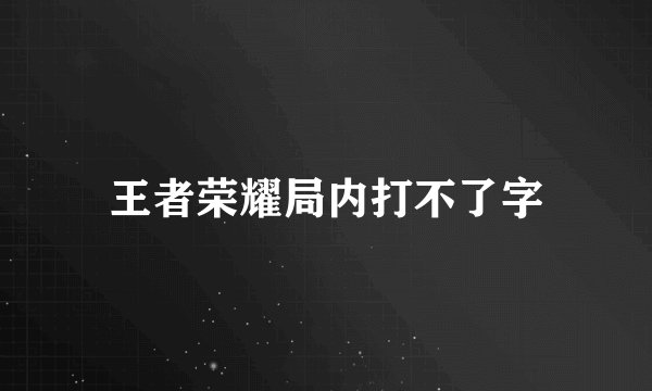 王者荣耀局内打不了字