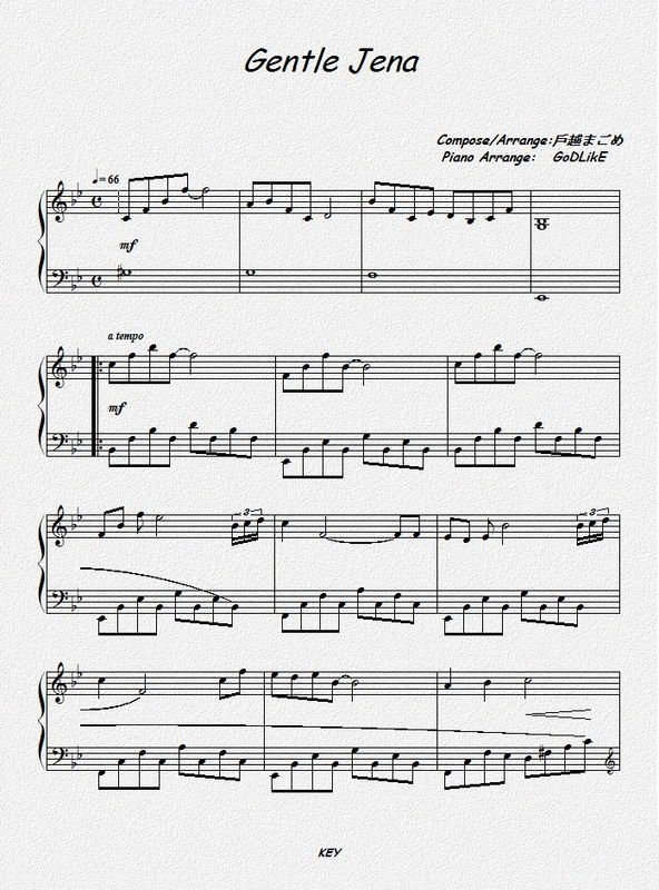 跪求《星之梦》主题曲《Gentle Jena》 钢琴谱