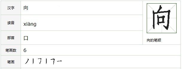 向笔顺笔画