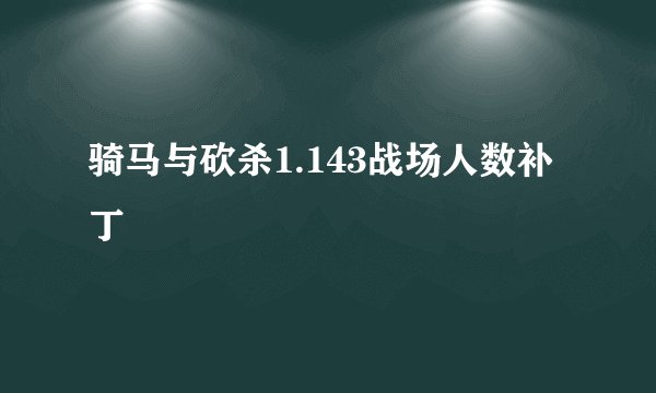 骑马与砍杀1.143战场人数补丁