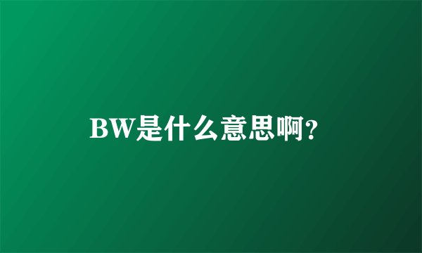 BW是什么意思啊？