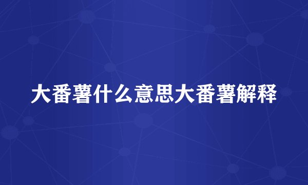 大番薯什么意思大番薯解释