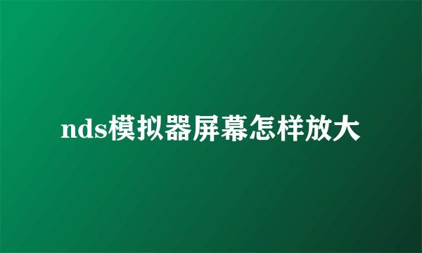 nds模拟器屏幕怎样放大