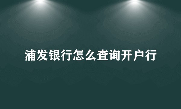 浦发银行怎么查询开户行