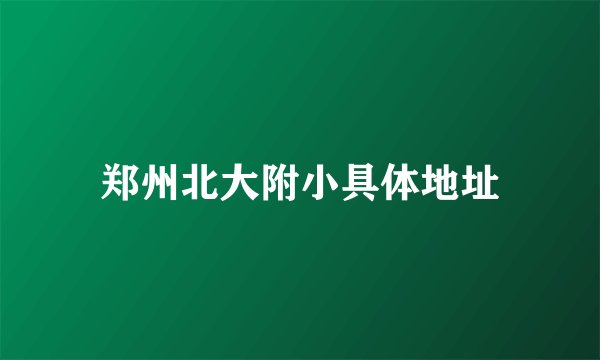 郑州北大附小具体地址