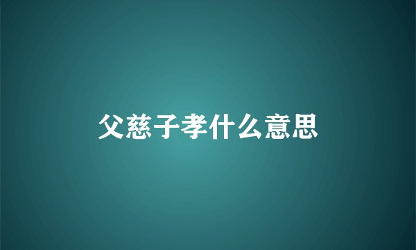 父慈子孝什么意思