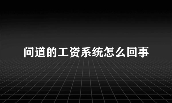 问道的工资系统怎么回事